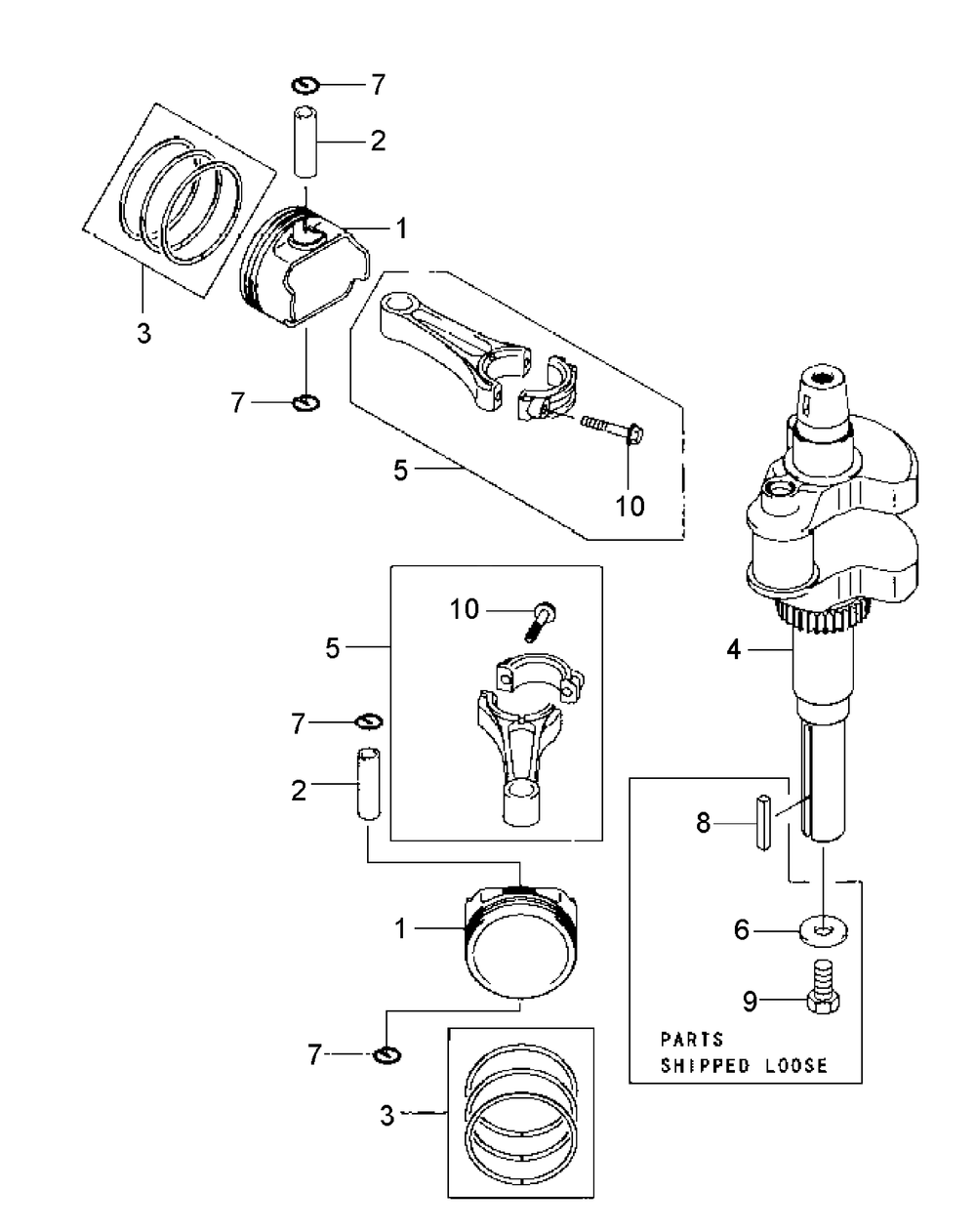 Fh601v-Bs27 Piston And Crankshaft Diagram and Parts List for M48-KW 53AI8CTV750-23HP Cub Cadet Lawn Tractor